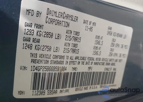 2006 Dodge Caravan Se из США, поврежденный, VIN 1D4GP25B66B591984